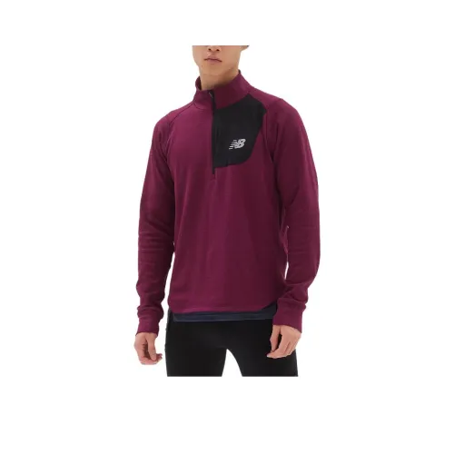 New Balance Heat Grid NB Heat Grid Half Zip Sweatshirt Men's Deep Ash Photinia