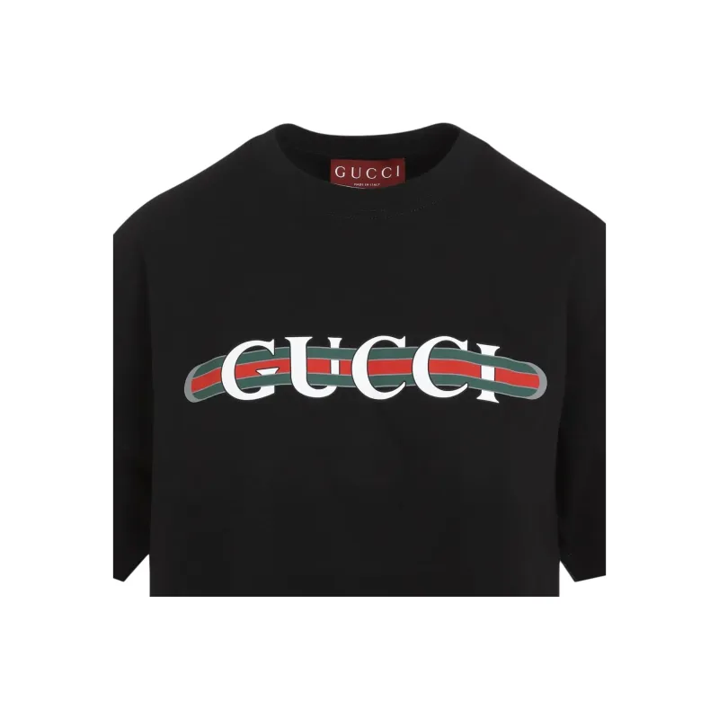 GUCCI Logo Printed Crewneck T Shirt-4