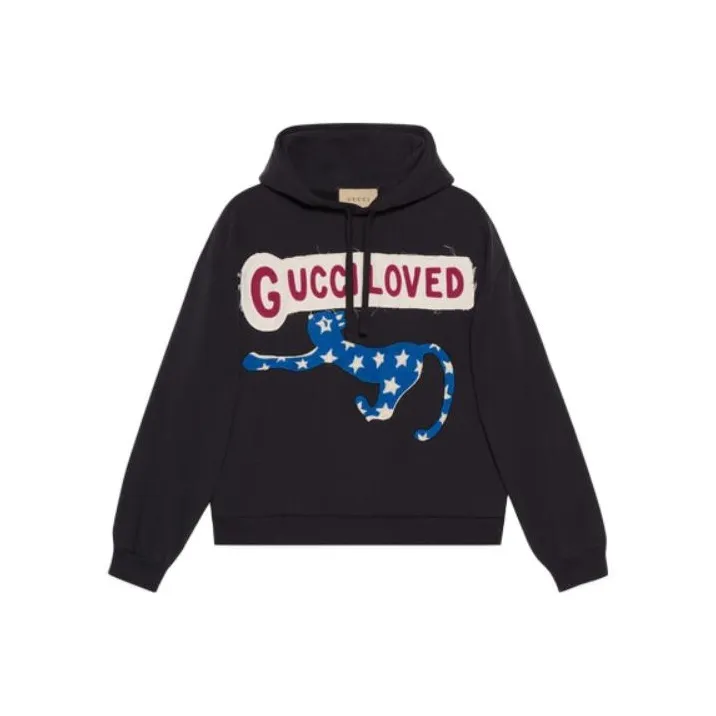 GUCCI Logo patch Cotton Hoodie-0