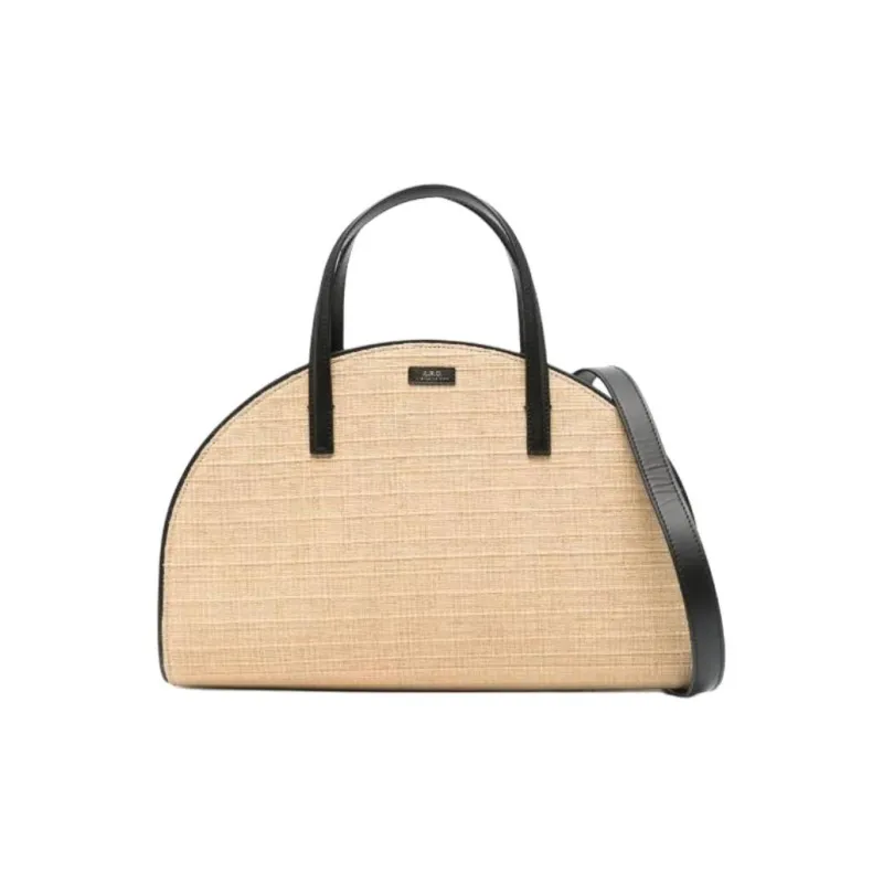A.P.C Cow Leather Tote Bag, Shopping Bag, Shoulder Bag, Handbag Women's Beige-0