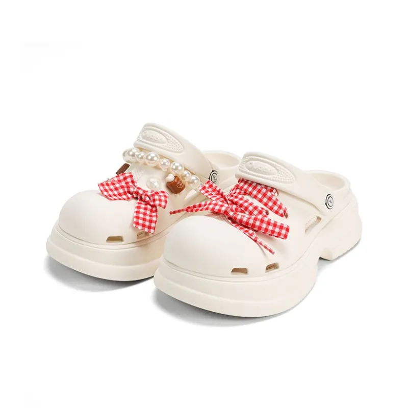 Ouder Sand Open Ended Smiley Collection, Heart Holes All Summer, Vanilla Ice Cream Clogs Women's White-1