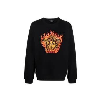 VERSACE Medusa Flame embroidered Cotton Sweatshirt