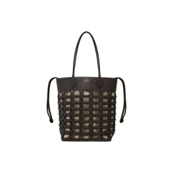 FERRAGAMO GANCINI Cow Leather Tote Bag, Shopping Bag, Shoulder Bag Small Size Women's Black