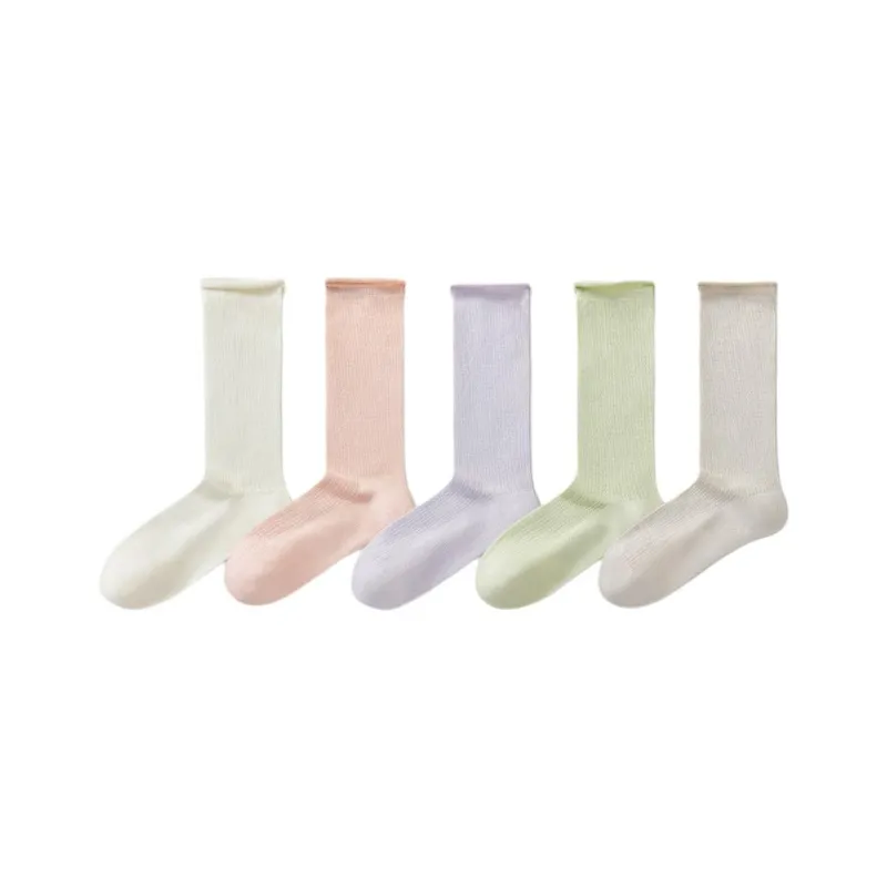 Temooues Mid Calf Socks Women's Combo Set-9