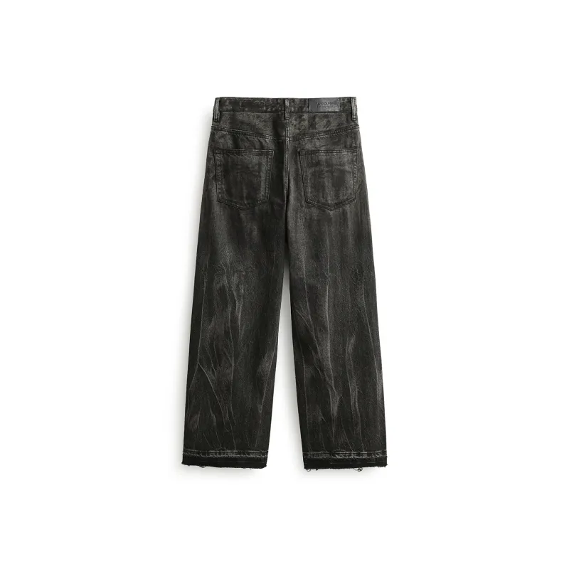 ZENGZHI Jeans Unisex Dirty Black-1