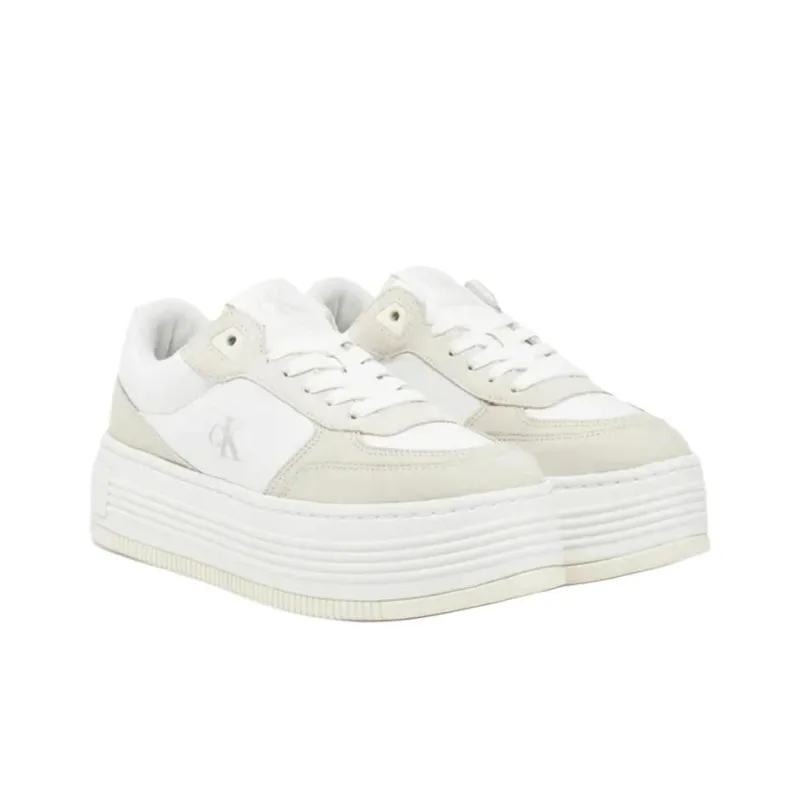 CKJ CALVIN KLEIN JEANS Low Top Skateboard Shoes Women's Beige-2
