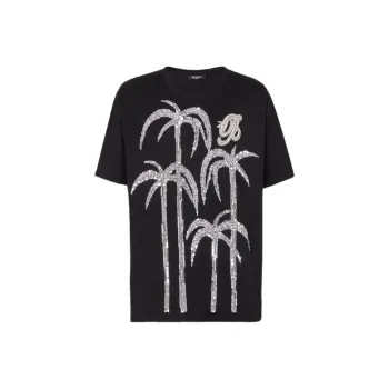BALMAIN Sequin embellished Cotton T shirt