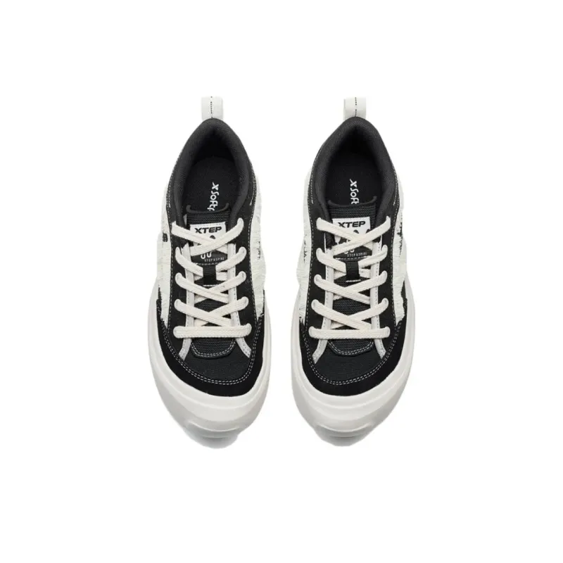 XTEP Boom Anti Slip Wear Resistant Low Top Skateboard Shoes Women's Black White-3