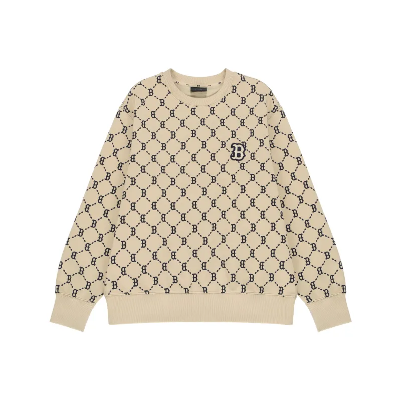MLB Base Logo Sweatshirts Unisex Beige-0