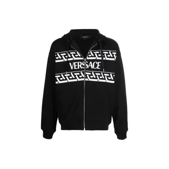 VERSACE Logo Printed Zipped Hoodie Sweatshirts