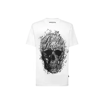 PHILIPP PLEIN Skull Coursive embellished T shirt