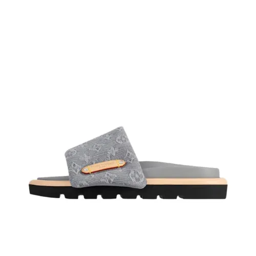 LOUIS VUITTON Pool Pillow Comfort Slide Slippers Women's Gray
