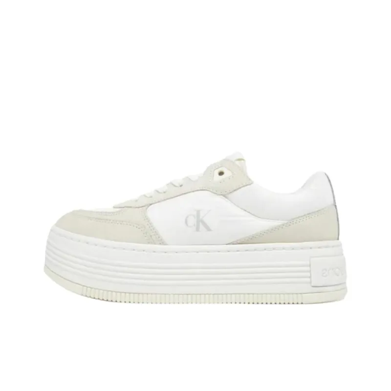 CKJ CALVIN KLEIN JEANS Low Top Skateboard Shoes Women's Beige-0