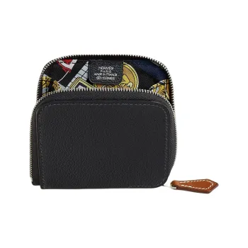 HERMES Silk'In Evercolor Leather Coin Purse Women's Black