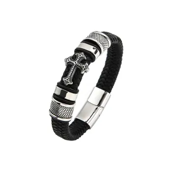 BKBU Leather  Titanium Wristbands Unisex