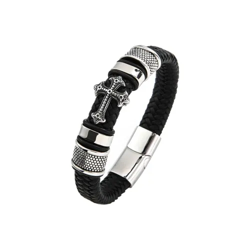 BKBU Leather  Titanium Wristbands Unisex