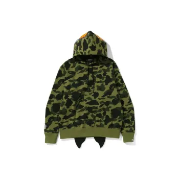 A BATHING APE Ultimate 1st Camo Ponr Shark Half Zip Raglan Pullover Hoodie