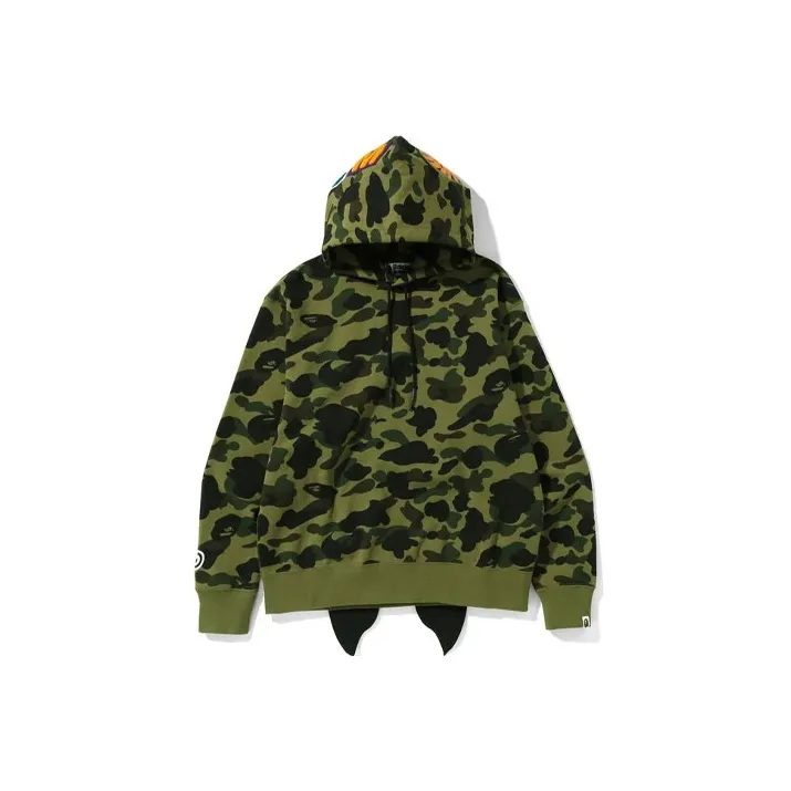 Bape Ultimate 1st Camo Ponr Shark Half Zip Raglan Pullover Hoodie-0