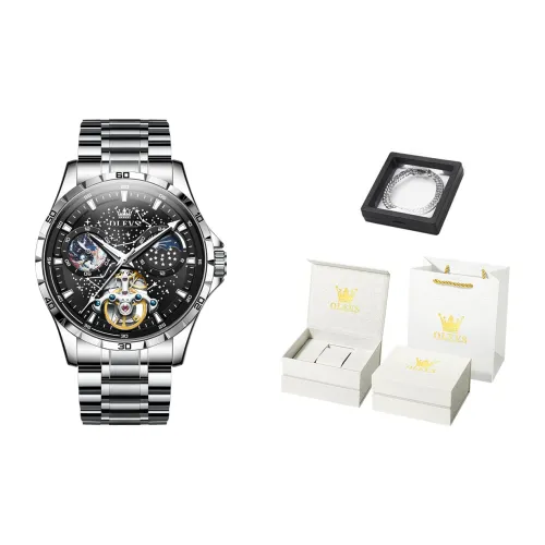 OLEVS Play The Cool Series Automatic Mechanical Movement Stainless Steel Watchband Watch Men's Watches Black Dial
