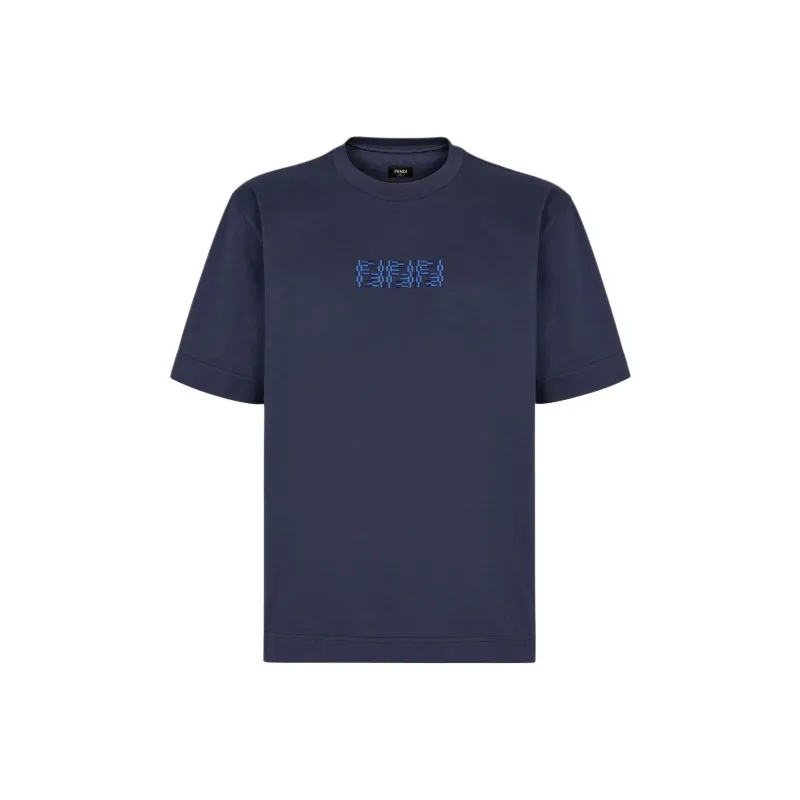 FENDI Logo Embroidered Short Sleeved T Shirt-0