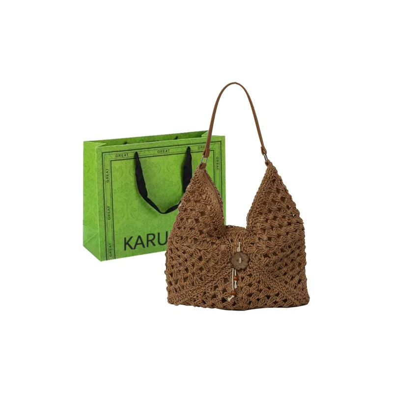 KARUISHA Straw Woven Shoulder Bag Women's Multicolor-5