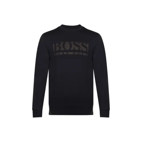 HUGO BOSS Men Slim fit Crewneck Salbo Iconic Sweatshirt Black