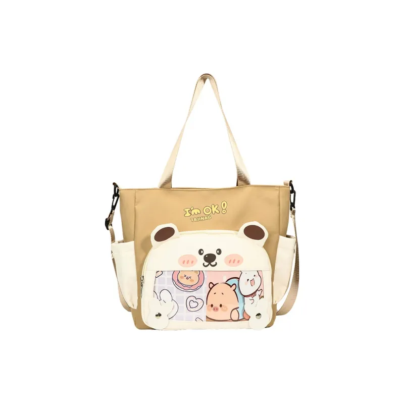 Deli Bear Oxford Shoulder Bag Women's Pink/Purple/Khaki/Saffron/Black-10