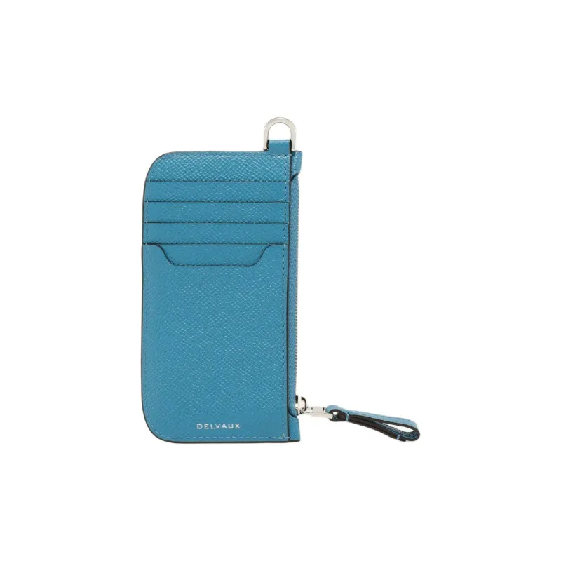 Delvau Alpina Calf Grain Calfskin Card Holder Women's Blue-2