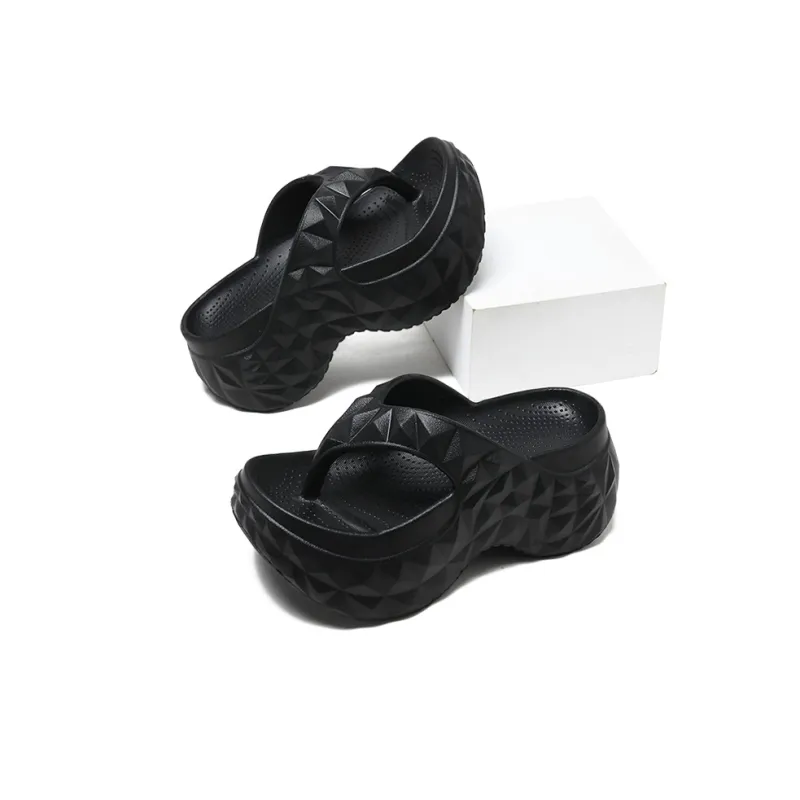 EXULL Q EVA Quiet Odor Resistant Abrasion Resistant Slip Resistant Quick Drying Flip Flops Women's Black-1