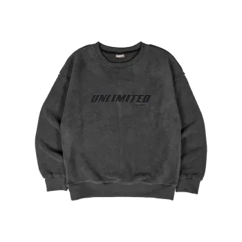 LUJIAMEN Crew Neck Loose Fit Regular Sweatshirt Men's Gray