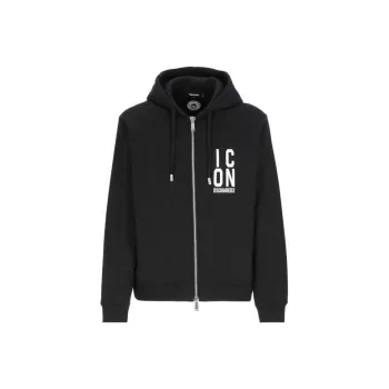 DSQUARED 2 Icon Printed Zip-Up Drawstring Hoodie