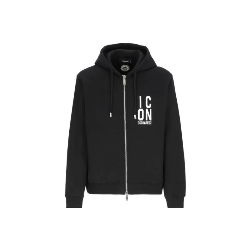 DSQUARED 2 Icon Printed Zip Up Drawstring Hoodie-0