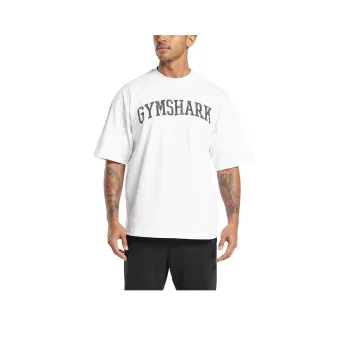 GYMSHARK Drop Shoulder Sleeve T Shirt Men's White