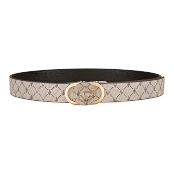 Maserati PVC With Cow Leather Belts Men's Apricot Width 3.55cm