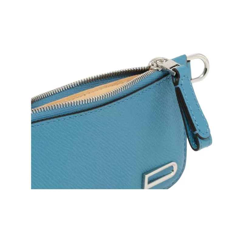 Delvau Alpina Calf Grain Calfskin Card Holder Women's Blue-3