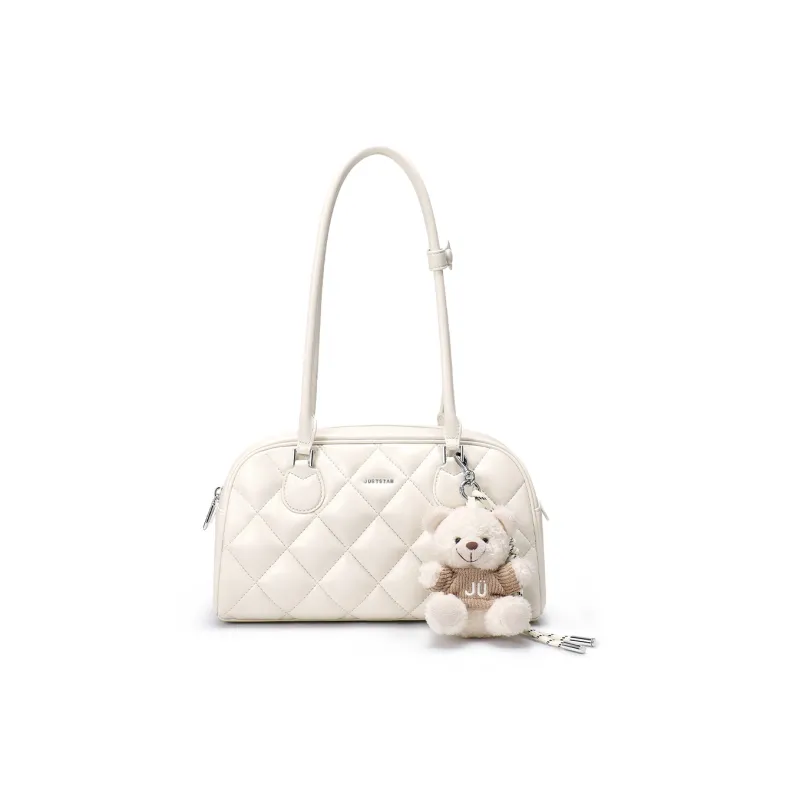 JUST STAR Synthetic Leather Shoulder Bag Regular Women's White Black Pink-0