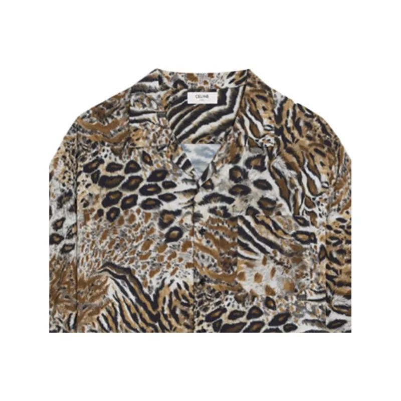 CELINE Shirts Men Leopard Print-2