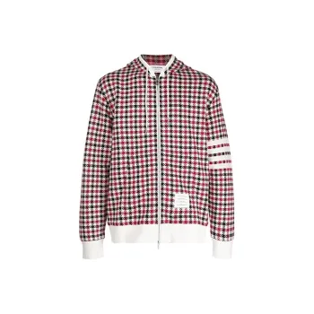 THOM BROWNE Gunclub Check Jacquard Zip up Hoodie