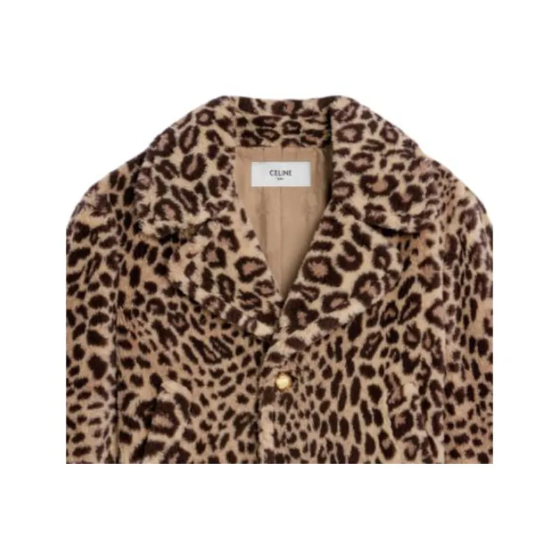 CELINE Egg shaped Peacoat In Fur effect Wool-3