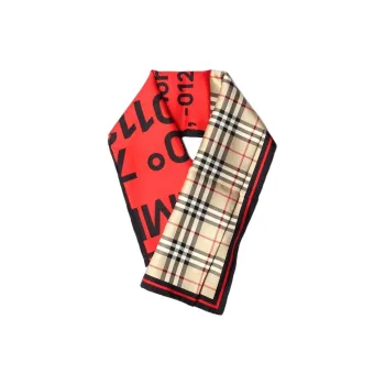 Burberry Silk Shawls Unisex Red