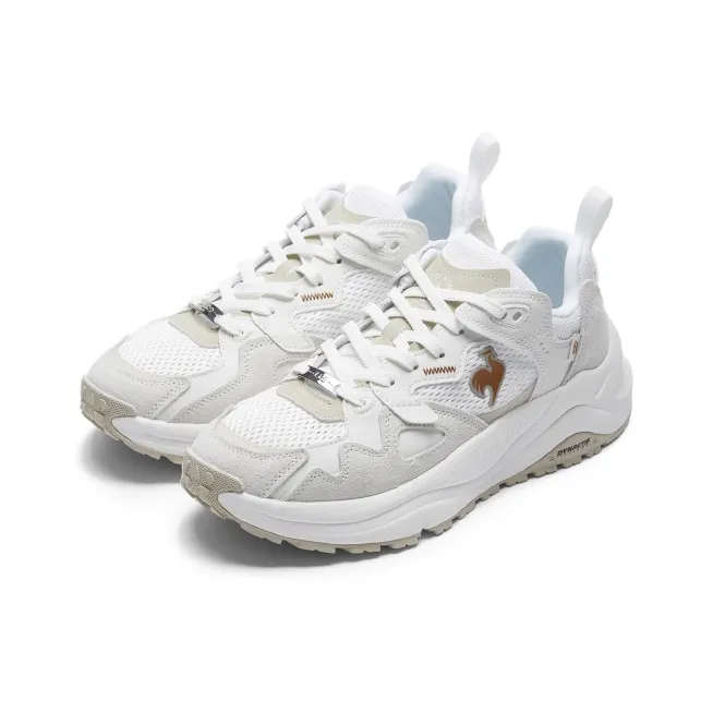 Le Coq Sportif LCS R990 Breathable Low Top Chunky Sneakers Unisex White Khaki-1