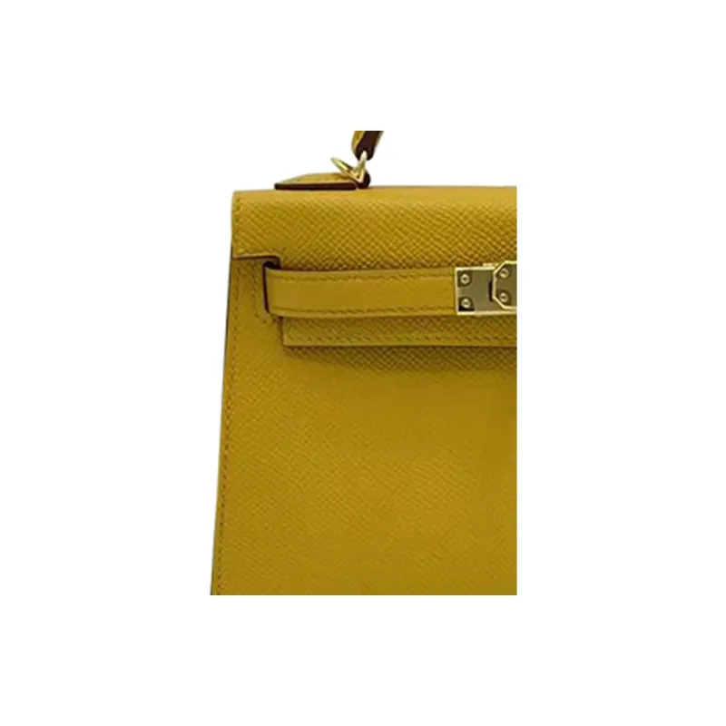 HERMES Mini Kelly 2nd Generation Epsom Leather Kelly Bag Handbag Mini Women's Amber Yellow-4