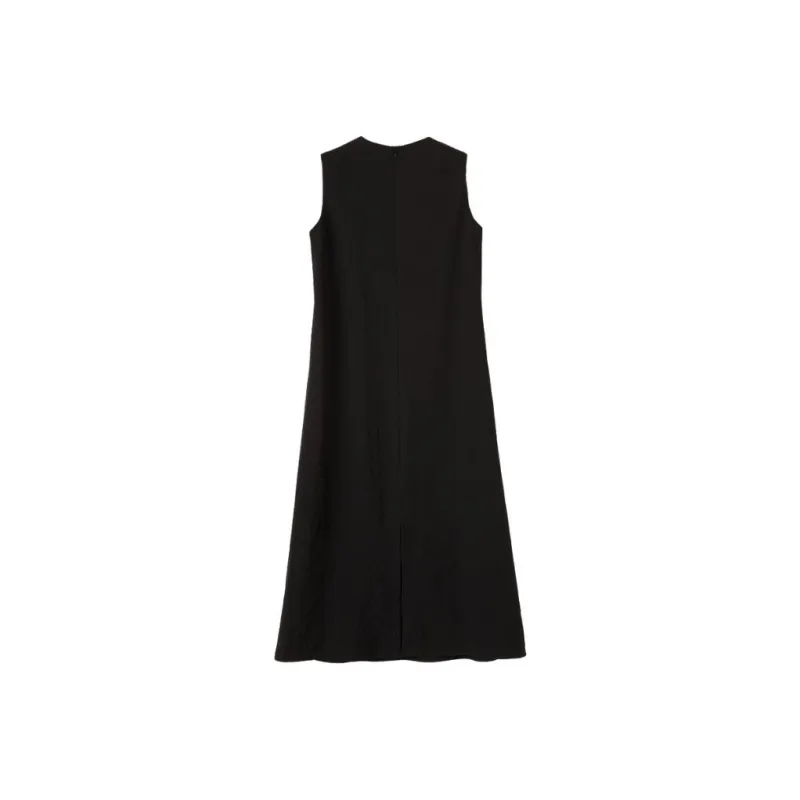 Late White Sleeveless Dress Women's Black-1