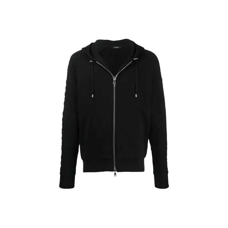BALMAIN Embossed Logo panel Zipped Hoodie-0
