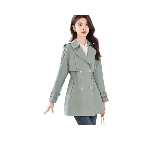 Like The Age Of Water Spring, Fall Trench Coat Slim Fit Women's Blue