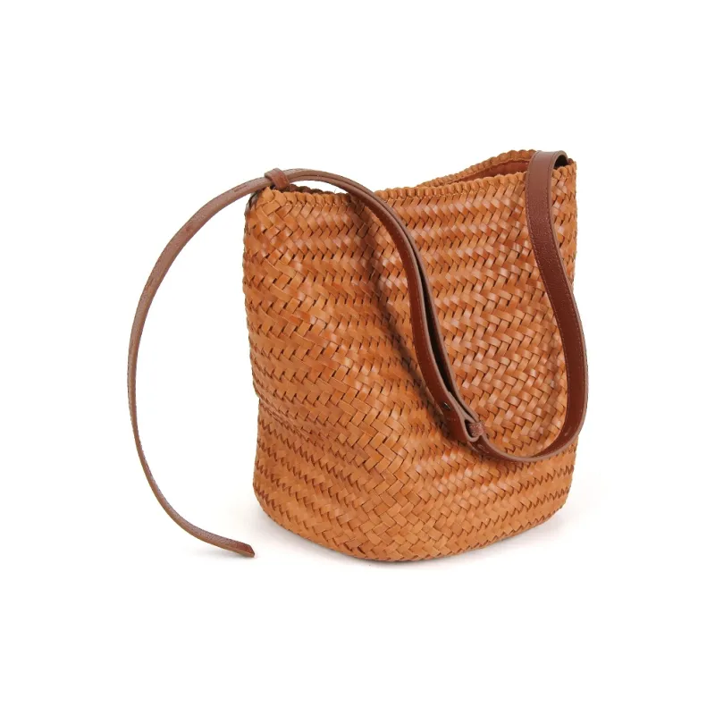 YOCAMU Top Grain Cow Leather Bucket Bag Large Size Women's Multicolor-6