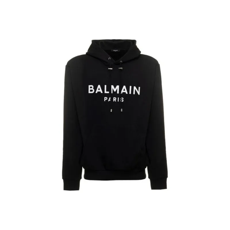 BALMAIN Logo Printed Drawstring Hoodie-0