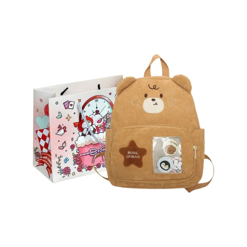 MOM'S HELPER Nylon Fabric Backpack Women's White/Light Khaki/Dark Khaki-4