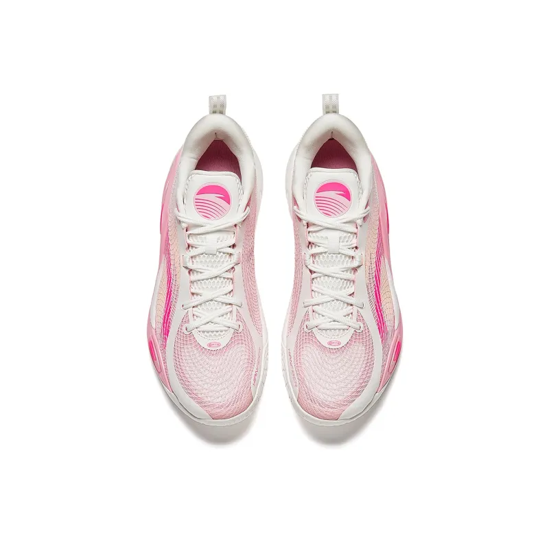 Anta Cushioning Slip Resistant Low Top Basketball Shoes Men's White Pink-3