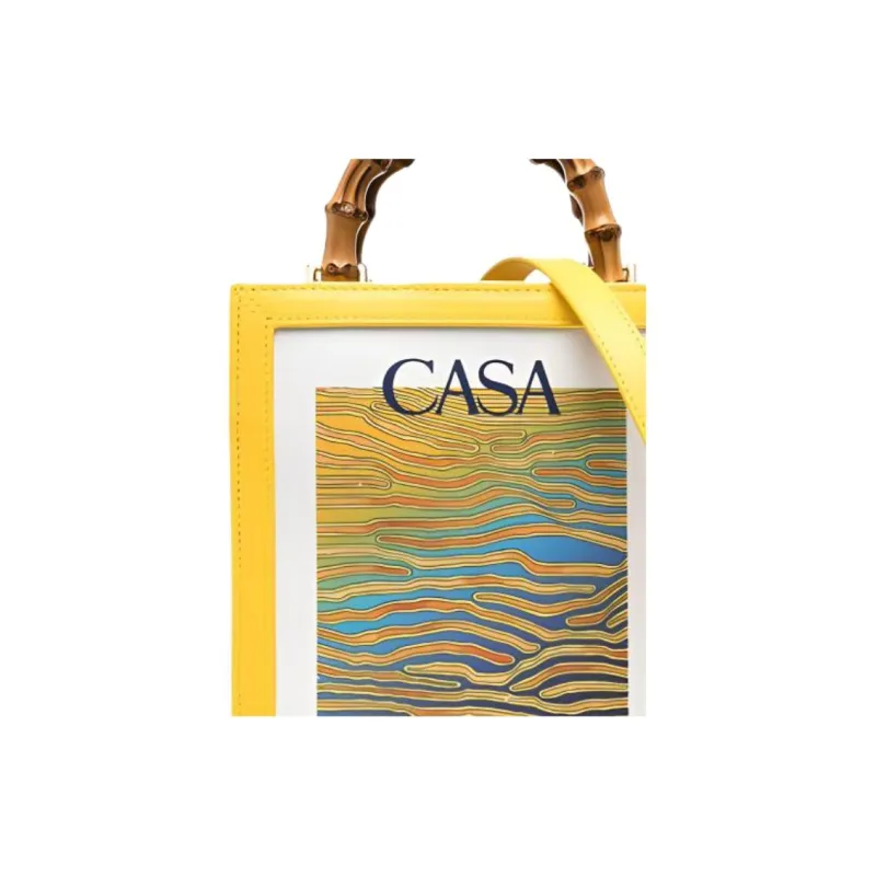 CASABLANCA Calfskin Patchwork Fabric Shoulder Bag Crossbody Bag Handbag Regular Women's Yellow-2